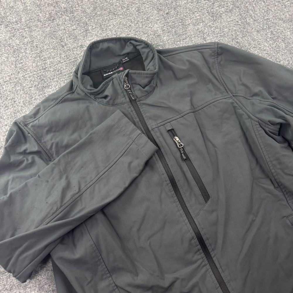 Swiss Tech Softshell Jacket‎ Medium Gray Full Zip Fleece Lined Men